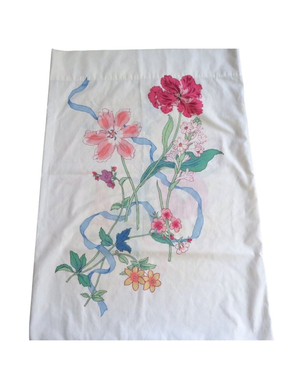 Vintage Springmaid Floral Standard Pillowcase Percale 20"x26" White Multicolor